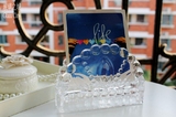 Glass City欧式浮雕珍珠宝石水晶玻璃纸巾架餐巾托名片架展示架