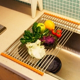 简易硅胶不锈钢折叠厨房水槽架水果蔬菜沥水架收纳整理置物碗碟架