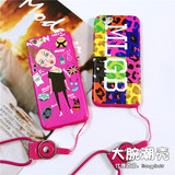 潮牌MLGB苹果iPhone6 6s plus手机壳挂绳挂脖 韩国女孩硅胶保护套