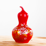景德镇欢畅陶瓷器中国红金牡丹花瓶 葫芦瓶赏瓶 客厅花瓶摆件f015