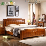 全实木床1.8米双人储物高箱床简约现代橡木床1.5米白色新中式婚床