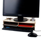 木质加厚款显示器增高架电脑托架支架键盘架办公桌面置物架收纳