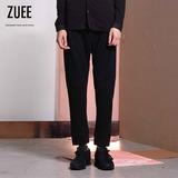 ZUEE冬季男士免烫休闲长裤 日系青年潮男裤 分割设计宽松直筒裤子
