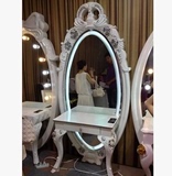 影楼梳妆台欧式实木美式白色化妆镜带灯化妆台卧室简约现代化妆桌