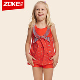 ZOKE新款专柜正品儿童泳衣时尚可爱中大童连体裙式平角女童游泳衣