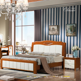 地中海实木床1.8米卧室田园婚床美式橡胶木白色储物高箱双人床