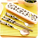 可爱不锈钢儿童餐具盒套装筷子勺子调羹叉子学生创意便携式三件套