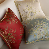 奢华中式红木古典婚庆绸缎抱枕靠枕 高档实木沙发家具刺绣靠垫套