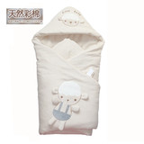 宝宝婴儿抱被新生儿纯棉包被有机彩棉抱毯秋冬加厚款夹棉宝宝用品