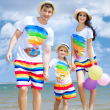 海边沙滩创意品牌亲子装夏装短袖t恤速干裤子母女装母子装2016款