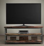 美式铁艺电视桌复古实木柜置物架客厅卧室电视柜储物组合