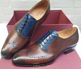 意大利专柜正品Berto Giantin扁头固特异手工擦色系带正装男鞋