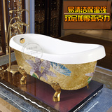 玻璃马赛克欧式移动复古亚克力贵妃浴缸全铜脚双层保温压克力浴盆