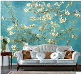 欧式油画杏花 无缝大型壁画沙发电视卧室床头背景墙个性墙纸壁纸