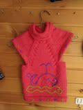 纯手工编织儿童女孩1-3岁粉色红色无袖毛衣马甲背心小海豚包邮