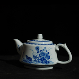 手绘青花折枝花纹瓷器茶壶 景德镇手工仿古陶瓷茶具