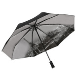 纯色全自动三折伞折叠晴雨伞遮阳伞银胶防紫外线巴黎铁塔带手电筒