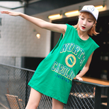 夏季新款韩版2016无袖女T卡通印花中长款修身T恤女学生