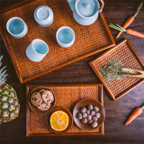 若素生活创意日式竹木茶具茶盘早餐面包披萨水果零食长方形托盘