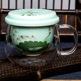 创意青瓷手绘玻璃陶瓷花茶壶套装 耐热内胆功夫茶具过滤泡茶器