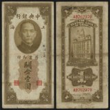 民国纸币 中央银行关金壹圆 民国19年 美钞版 上海 1元 钱币收藏