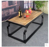 创意简约方形实木桌子 美式乡村铁艺休闲桌 复古做旧茶几边桌