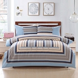 老粗布四件套全棉复古中国风浅蓝色床上用品家纺床单加厚被套包邮