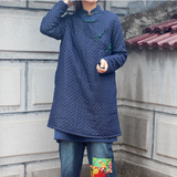 原创文艺复古棉袍 中式女装秋冬装盘扣长衫 民族风棉衣