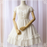 2016夏季新款日系白色小飞袖吊带连衣裙LOLITA洋装小高腰软妹短裙