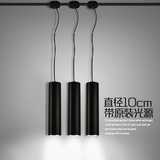 现代简约led餐厅吧台吊灯单头黑色创意个性圆筒10cm直径装饰灯具