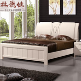 实木床 橡木白色简易现代中式1.8米婚床批发卧室家具厂价实木床