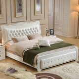 实木床橡木床欧式床双人床1.5 1.8米高箱储物床婚床公主软靠婚床