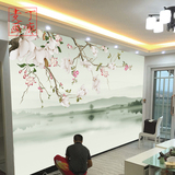 设计定制无缝壁画 中式素雅花卉壁纸 沙发墙布 客厅电视背景墙纸