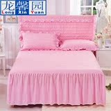 法式加棉床裙韩式加厚夹棉床罩1.5米席梦思床套单件1.8m床单床盖