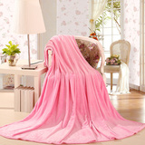单件秋冬季纯色粉色薄款毛毯珊瑚绒毯子素色法兰绒双人床单空调毯