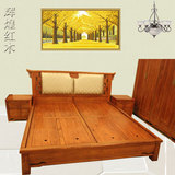 欧式红木家具非洲花梨木1.8米双人床 全实木大床 红木仿古雕刻床