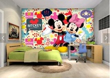 儿童房卡通动漫墙纸壁画儿童乐园环保背景墙卧室可爱米奇和米妮