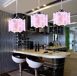 新款现代简约粉紫色餐厅吊灯三头个性时尚卧室吧台单头小灯罩灯具