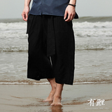 有鲤 复古中国风 短裤七分裤 亚麻 宽松薄款 原创设计 男 春夏 潮