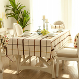 桌布布艺田园纯棉麻格子帆布地中海欧式餐桌布艺台布茶几布书桌布
