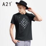 A21男装修身型圆领短袖T恤 夏装纯色时尚个性潮牌舒适青年潮T男