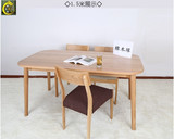 简约现代实木餐桌家具纯原木实木白橡木圆角餐桌饭香餐桌实木桌子