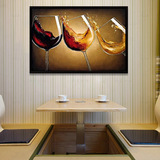 餐厅壁画装饰画欧式挂画单幅横画现代饭厅墙画有框画创意抽象酒杯