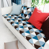 乐悠悠地中海风格居家布艺沙发垫纯棉组合沙发坐垫可订做加厚