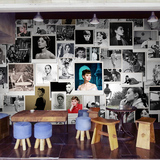 复古欧美黑白电影明星人物海报 奥黛丽赫本大型壁画卧室墙纸壁纸