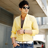 韩国代购男装新款夏季修身衬衣男青春流行韩版简约潮男士长袖衬衫