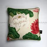 玛撒MASAR进口布料 床头靠垫沙发抱枕 清新田园风格古典中式荷花
