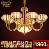 新中式全铜吊灯客厅纯铜灯复式楼梯铜灯具欧式卧室工程灯饰