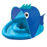 Swim School- 带遮阳罩鱼形婴儿鲸鱼游泳圈坐圈浮圈儿童游泳圈