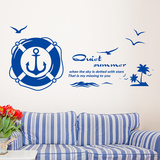 地中海海洋风格墙贴纸贴画卧室客厅沙发背景墙面装饰品海鸥椰树